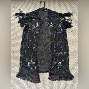 Vintage Beaded Cover Up with tassels sleeves